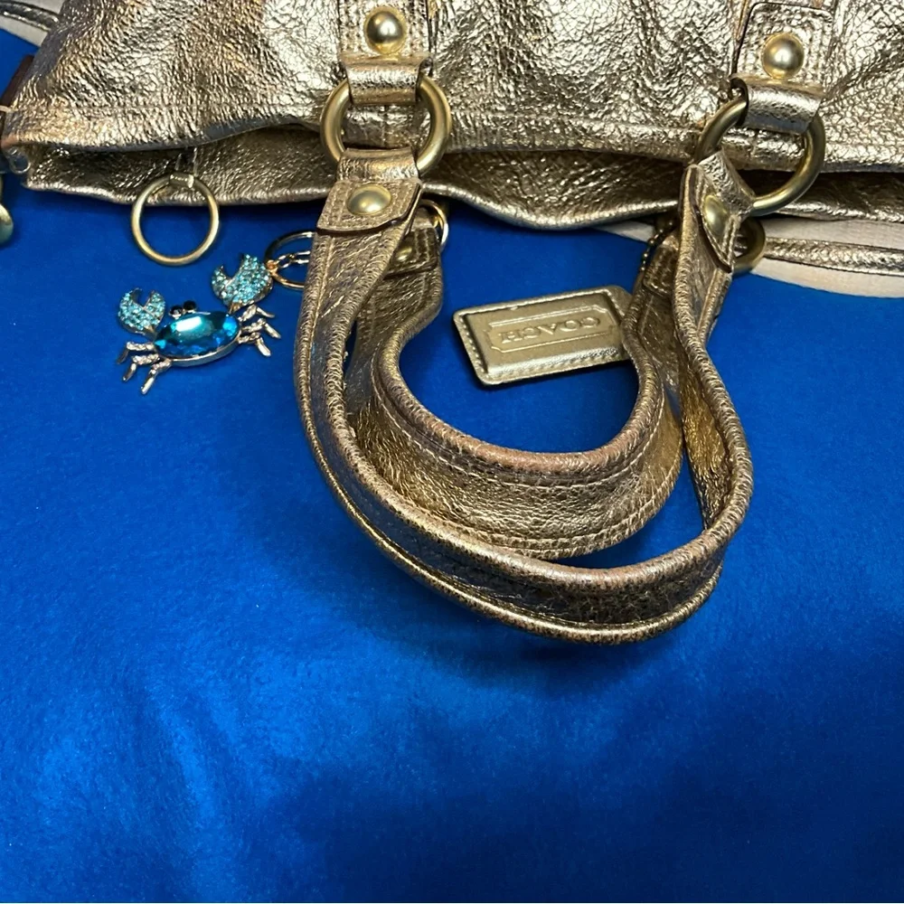 Coach Poppy Metallic Gold Leather Jazzy Satchel Bag 2009. COA included